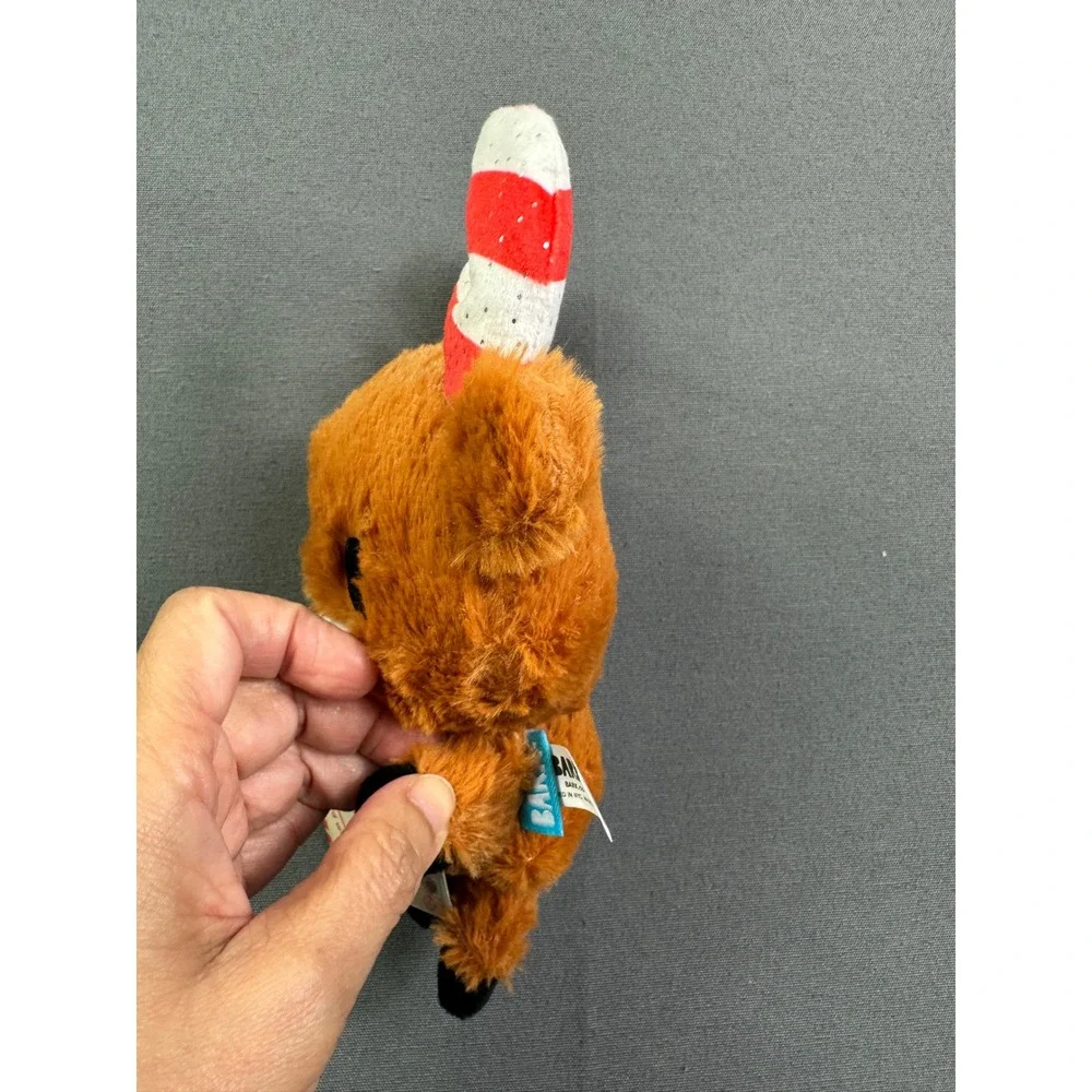 BarkBox Christmas Reindeer Dog Toy Plush Candy Cane Antlers Brown Squeaky 214873
